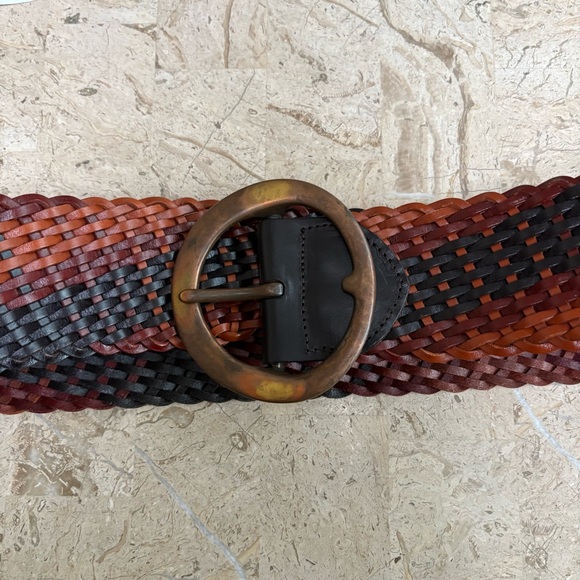 HYDE Collection Woven Leather Belt Wide Vintage Statement Size S